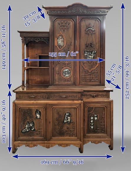 Gabriel VIARDOT, Meuble de présentation à décor incrusté de nacre, Deuxième moitié du XIXe siècle-23