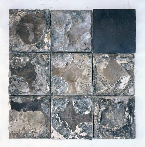 Important ensemble 280m² de dalles en pierre noire de soignies, XIXe siècle-8