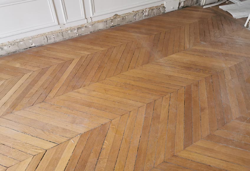 Lot de 10 m² de parquet ancien Point de Hongrie en chêne-2