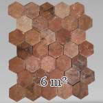 Lot d'environ 6m² de dalles hexagonales anciennes en terre cuite, XIXe siècle