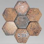 Lot d'environ 2m² de dalles hexagonales anciennes en terre cuite, XIXe siècle