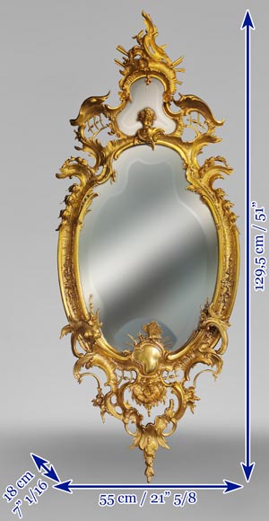 Miroir Napoléon III en bronze doré à très riche décor de rocaille-8