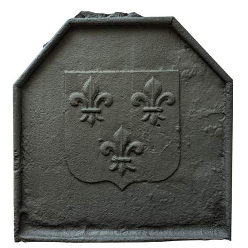 Petite plaque de cheminée d'époque Louis XIV aux armes de France