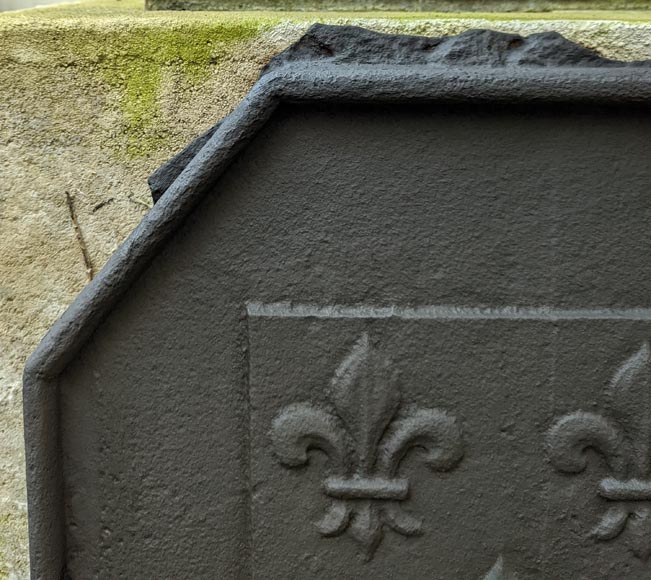 Petite plaque de cheminée d'époque Louis XIV aux armes de France-2