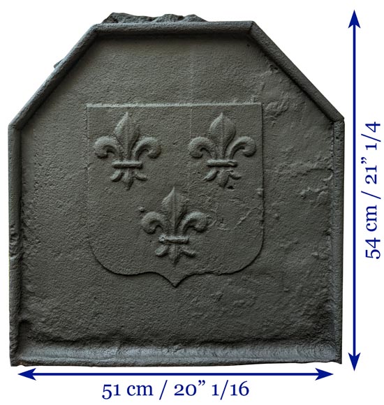 Petite plaque de cheminée d'époque Louis XIV aux armes de France-6