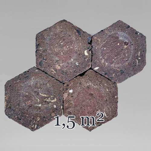 Petit lot d'environ 1,5m² de dalles hexagonales anciennes en terre cuite