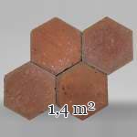 Lot d'environ 1,4 m² de dalles hexagonales anciennes en terre cuite, XIXe siècle