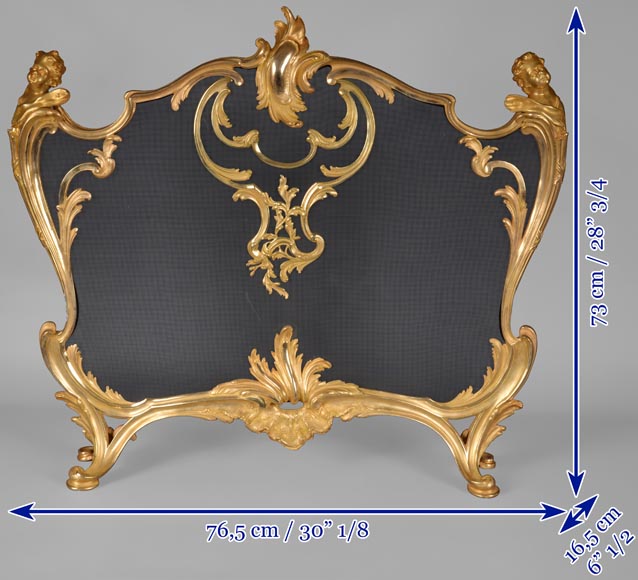 BOUHON Frères (attr. à), Pare-étincelles en bronze doré orné d’espagnolettes, fin du XIXe siècle-9