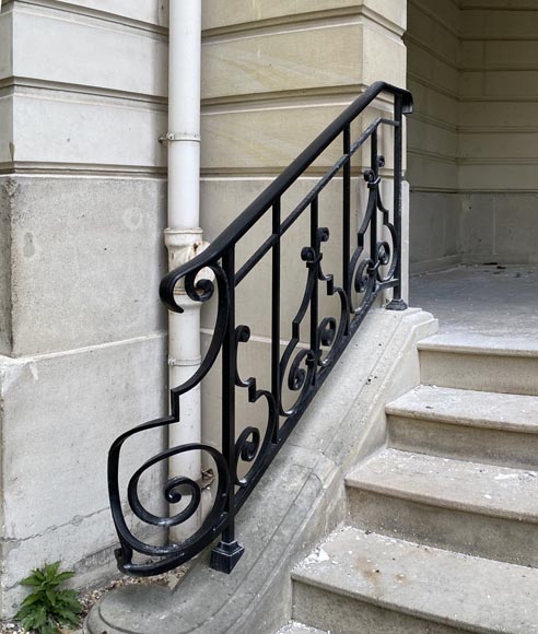 Ensemble de rambardes d'escalier monumental, en fonte, fin XIXe siècle-6