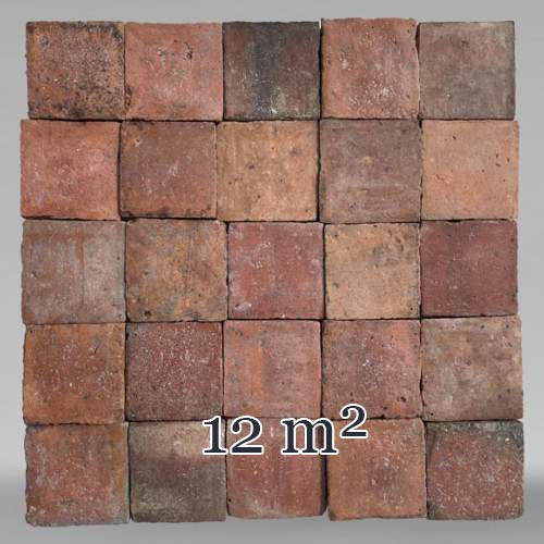 Lot d'environ 12m² de tomettes anciennes en terre cuite