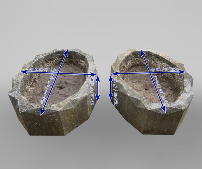 Paire de jardinière ovale en pierre-7