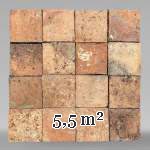 Lot d'environ 5,5 m² de tomettes anciennes en terre cuite de forme carrée