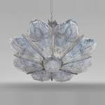 Marius SABINO (d'après), Lustre Art Déco en verre pressé-moulé à décor de pommes de pin