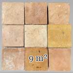 Lot d'environ 9m² de tomettes carrées en terre cuite