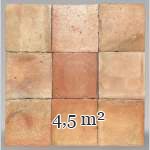 Lot d'environ 4,5m² de tomettes carrées en terre cuite