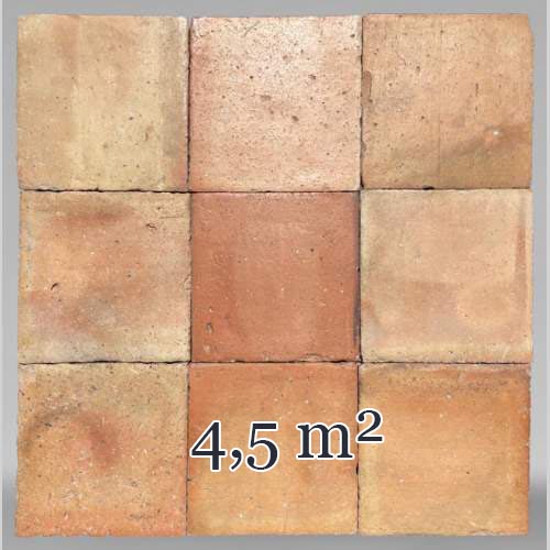 Lot d'environ 4,5m² de tomettes carrées en terre cuite