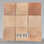Lot d'environ 19 m² de tomettes anciennes en terre cuite de forme carré provenant de tuileries en Indre et Loire 