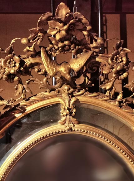 Miroir à parecloses en bois et stuc doré Napoléon III-1