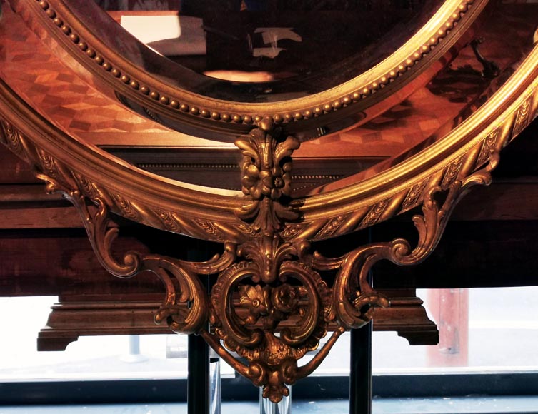 Miroir à parecloses en bois et stuc doré Napoléon III-5