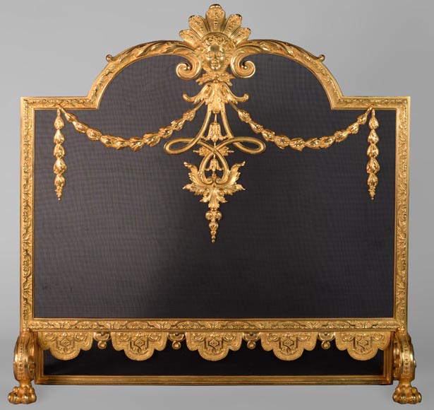 Pare-étincelle en bronze doré de style Napoléon III-0