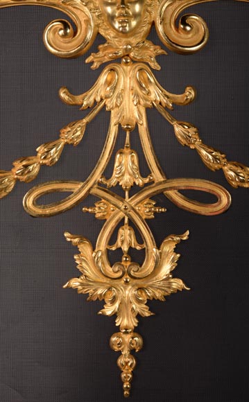 Pare-étincelle en bronze doré de style Napoléon III-2