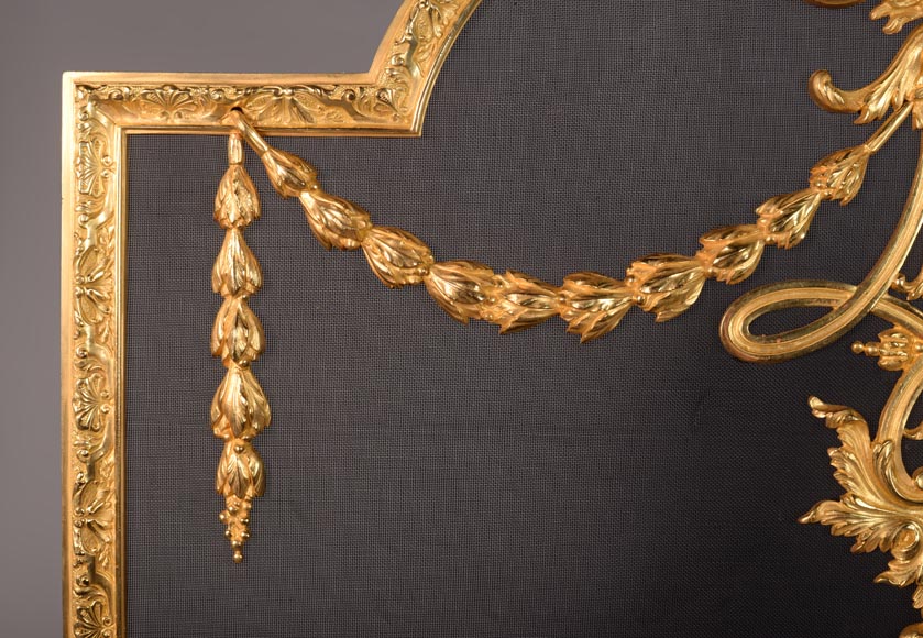 Pare-étincelle en bronze doré de style Napoléon III-4