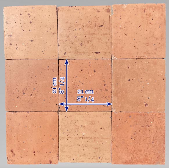 Lot d'environ 17m² de tomettes carrées en terre cuite-6