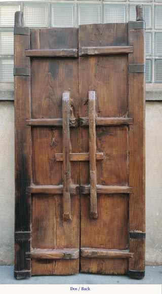 Double porte chinoise en chêne aux dragons, vers 1950-7