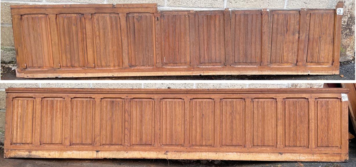 Ensemble de boiseries et sous bassement en chêne à décor plis de serviette-7