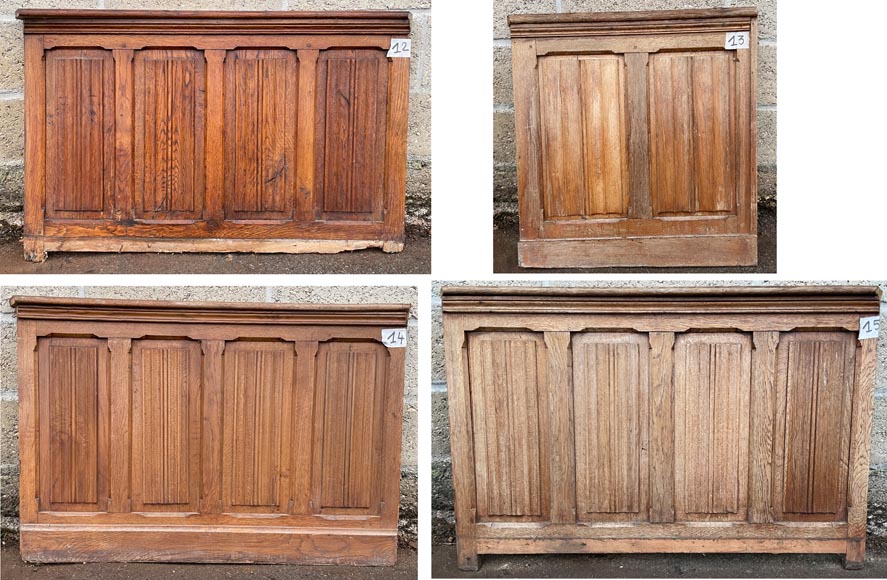 Ensemble de boiseries et sous bassement en chêne à décor plis de serviette-9