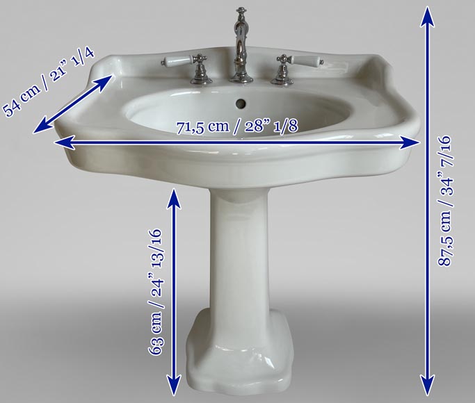 Lavabo en faïence sur pied, fin du XXe siècle-9