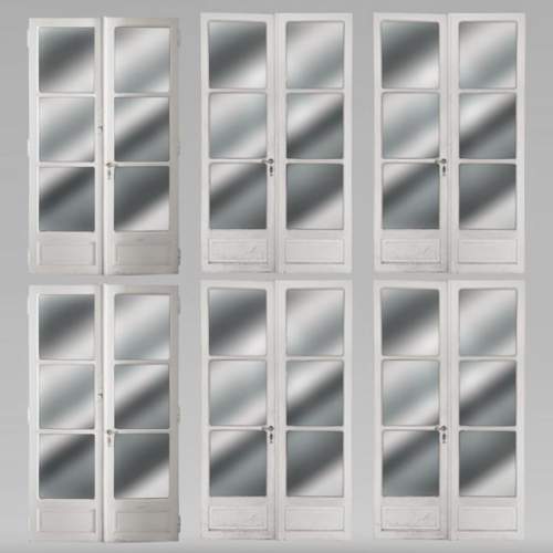 Lot de 6 grandes doubles portes à miroir
