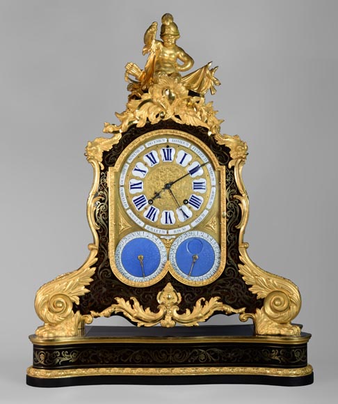 Jacques THURET (1669-1738) - Pendule astronomique montée dans une caisse en marqueterie Boulle attribuée à Alfred-Emmanuel BEURDELEY (1847-1919) - Ancienne collection du duc de Mouchy-0