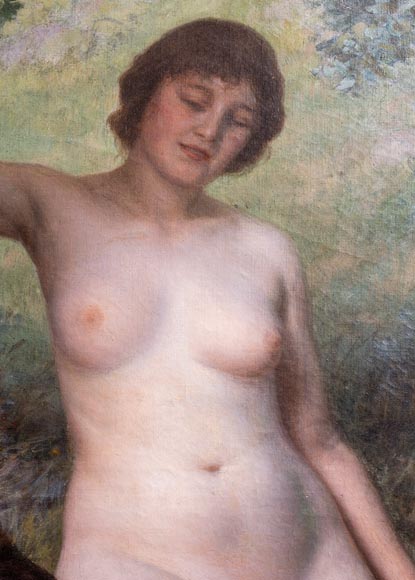 Jules LARCHER - Nymphes à la fontaine, huile sur toile-3