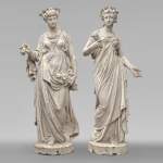 FONDERIE DU VAL D’OSNE,  Statues en fonte de la déesse Cérès  et de la nymphe Pomone d’après Mathurin MOREAU 
