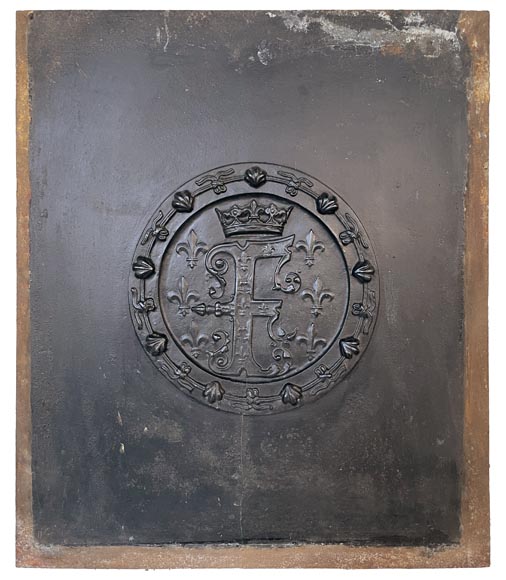 Plaque de cheminée au monogramme de François 1er, XIXe siècle-0