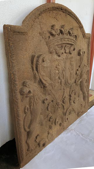 Plaque de cheminée ancienne aux écus d’alliance de Joseph-François de Montecler et Hyacinthe Menon de Turbilly, XVIIe siècle-6