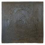 Plaque de cheminée en fonte représentant Vénus dans un médaillon