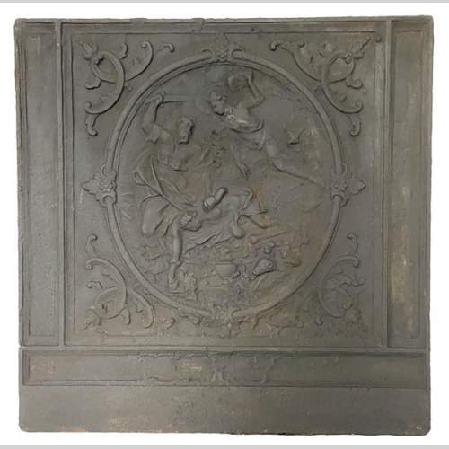 Belle plaque de cheminée en fonte