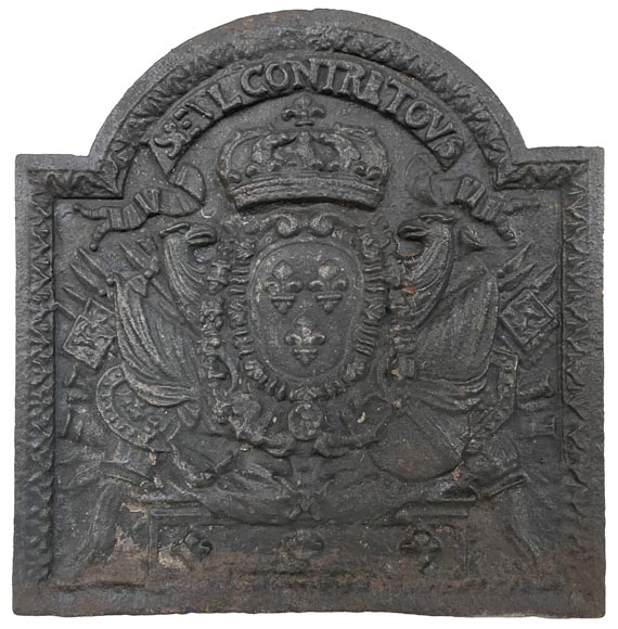 Plaque de cheminée ancienne aux Armes de France, XIXè siècle-0