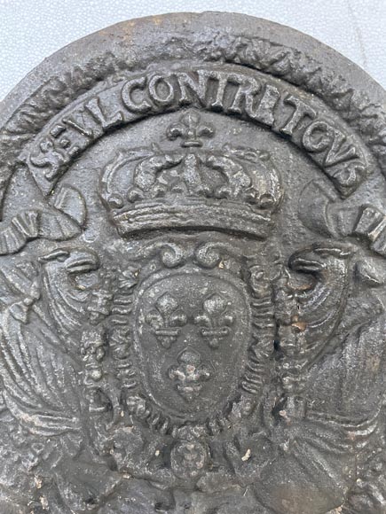 Plaque de cheminée ancienne aux Armes de France, XIXè siècle-3