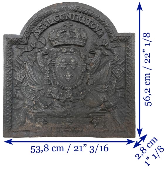 Plaque de cheminée ancienne aux Armes de France, XIXè siècle-7