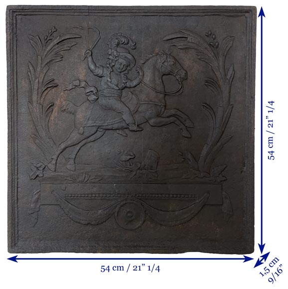 Plaque de cheminée ancienne au cavalier-8