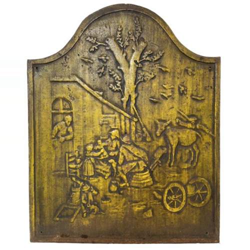 Matrice de plaque de cheminée au décor de scène paysanne