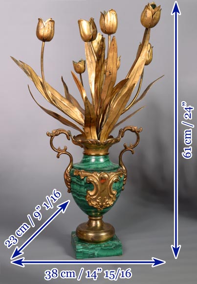 Paire de vases en bronze doré et malachite, Russie, fin du XIXe siècle-9