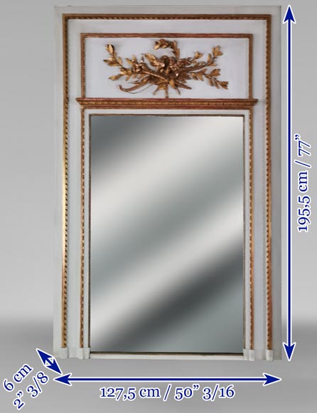 Trumeau de style Louis XVI à l'allégorie de l'Amour en bois doré et sculpté-8