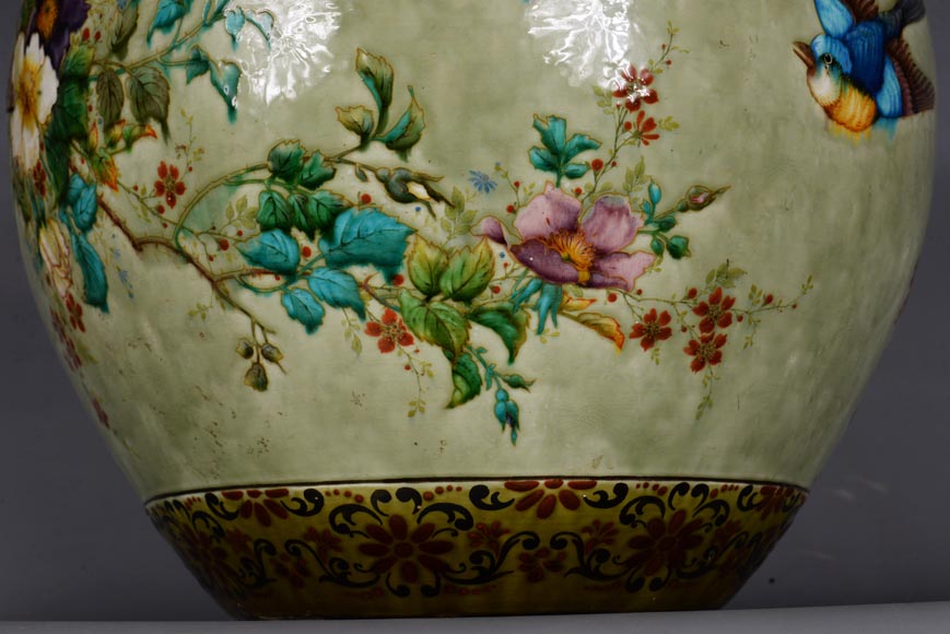 Théodore DECK (1823-1891), Cache-pot en céramique émaillée au décor japonisant, 1880-1890-10