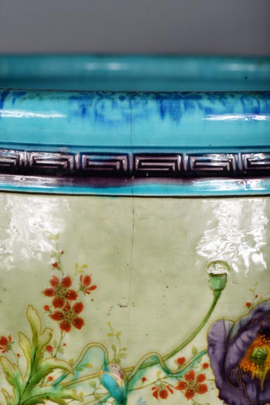 Théodore DECK (1823-1891), Cache-pot en céramique émaillée au décor japonisant, 1880-1890-17