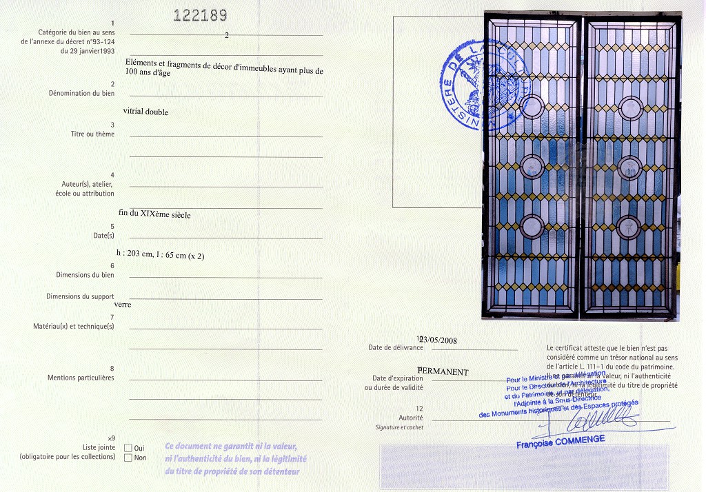 Certificat d'exportation