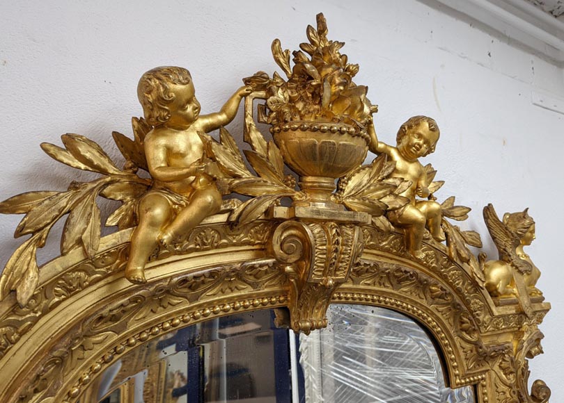 Exceptionnel trumeau Napoléon III aux putti et aux sphinges-2